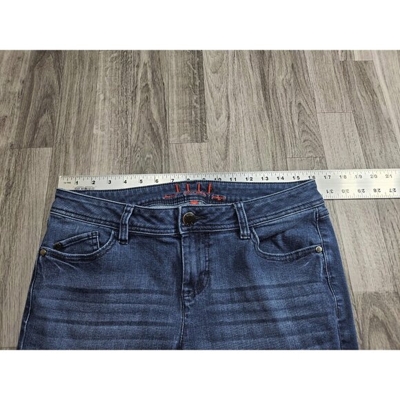 (3/$35) ELLE Jeans Womens 10 Blue Medium Wash Mid Rise Skinny Stretch Straight - Picture 7 of 11